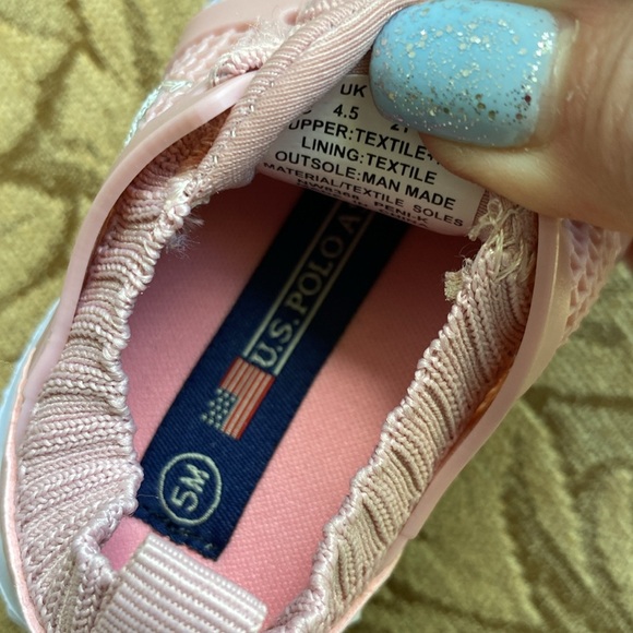 🌹U.S. Polo Assn. Baby Girl pink stretchy sneaker shoe , textile upper size 5M - Picture 10 of 10